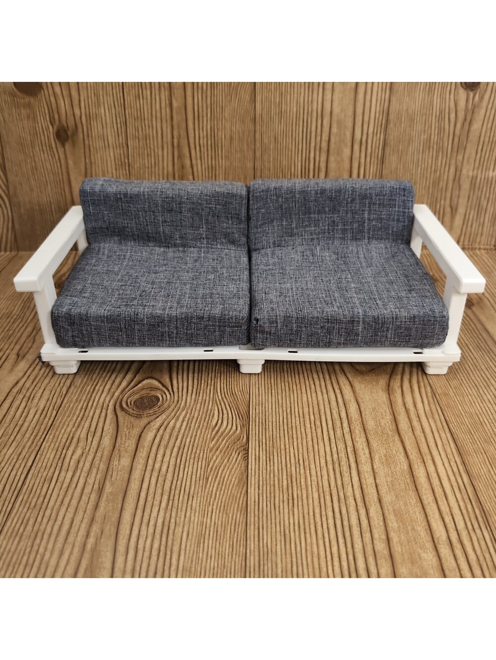 My Life As Gray Textured Fabric Sofa Lounge Couch For 18 Inch Dolls White Base